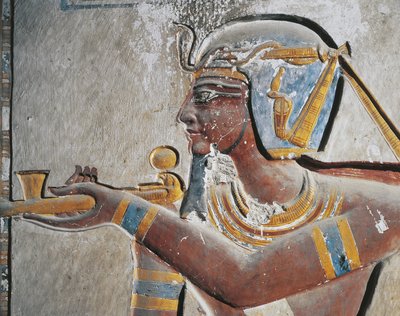 Egypten, Oldtidens Theben, Kongernes Dal, Malet relief af farao ved Ramses VI