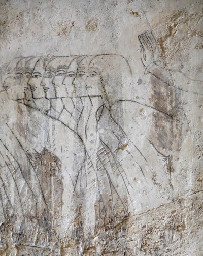 Skitsetegning af en gruppe kvinder, Ramoses grav af Egyptian Egyptian