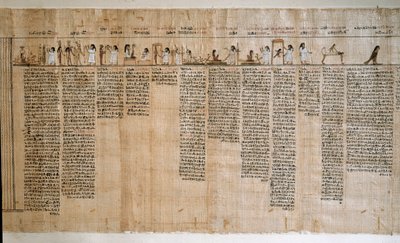 Egyptisk antikvitet: Papyrus af en dødebog. Ptolemæisk periode. Torino, egyptisk museum - det gamle Egypten: papyrus fra de dødes bog. Ptolemæisk periode. Egyptisk Museum, Torino, Italien af Egyptian Ptolemaic Period