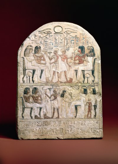 Begravelsesstela, 156 f.Kr. (malet kalksten) af Egyptian Ptolemaic Period