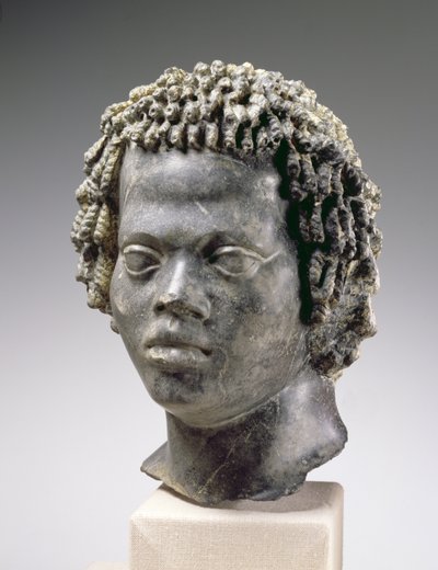 Hoved af en sort mand, slutningen af det andet århundrede f.Kr. (marmor) af Egyptian Ptolemaic Period