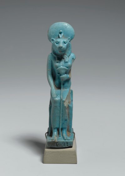 Siddende figur af Sekhmet, 305-30 f.Kr. (glaseret fajance) af Egyptian Ptolemaic Period