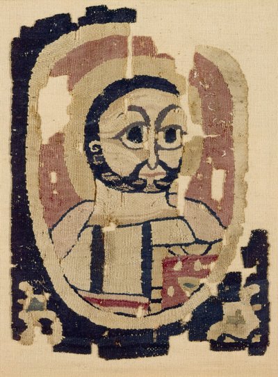 Fragment af et hoved, koptisk (tekstil) af Egyptian School