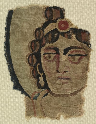 Fragment af et kvindehoved, koptisk (tekstil) af Egyptian School