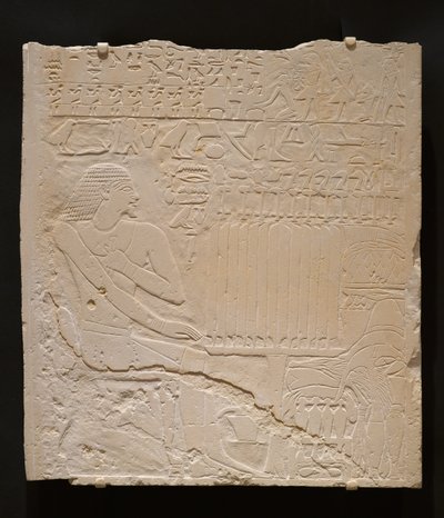 Relief fra Khnumtis grav, ca. 2345-2184 f.Kr. (hvid kalksten) af Egyptian School