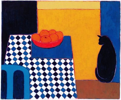 Stilleben med Boris, 2002 (akryl på papir) af Eithne Contemporary Artist Donne