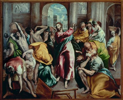 Kristus driver de handlende ud af templet (maleri på lærred) af El (1541-1614) Greco