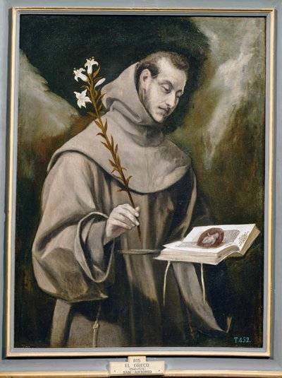Sankt Antonius af Padua (maleri på lærred) af El (1541-1614) Greco