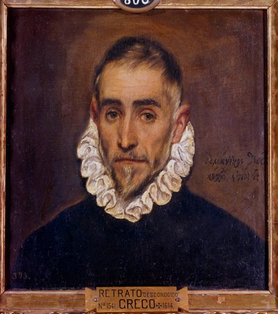 Portræt af en gentleman-maleri af Domenikos Theotokopoulos dit El Greco (1541-1614) 1604 Søn. 0,64 x 0,51 m Madrid, Prado-museet af El Greco