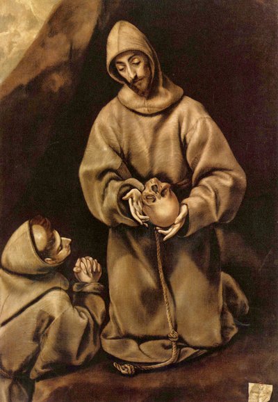 Tysk: Sankt Frans og broder Leo, meditation over døden Sankt Frans og broder Leo mediterer over døden af El Greco