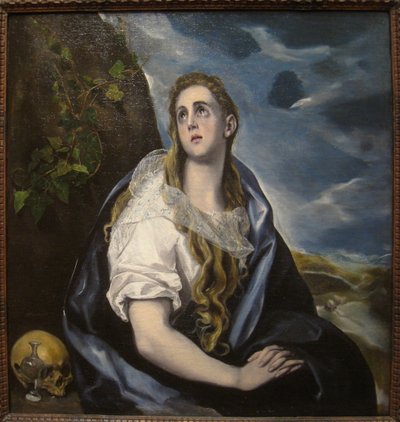 Spansk:  Magdalena penitente (El Greco, Worcester) Den angrende Magdalene af El Greco