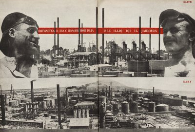 Femårsplan: Batumi - Baku. Illustration fra USSR Builds Socialism, 1933. af Eliezer Markowich Lissitzky