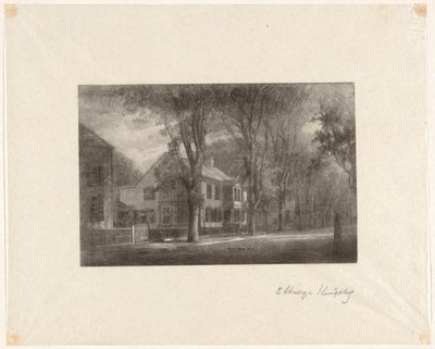 Uden titel [Hus på en gade med træer] af Elbridge Kingsley