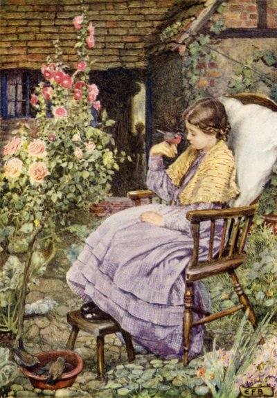 "Men hvad er fuglenes stemmer men ord, vores ord?" (farve litho) af Eleanor Fortescue-Brickdale