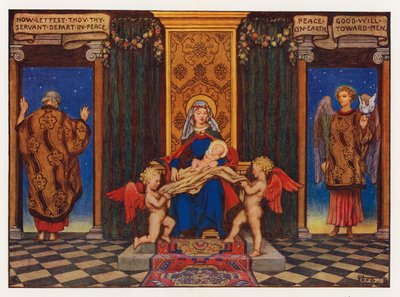 Carols: Peace on Earth (farve litho) af Eleanor Fortescue Brickdale