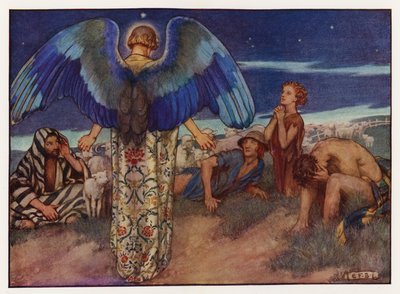 Carols: While Shepherds Watched (farve litho) af Eleanor Fortescue Brickdale