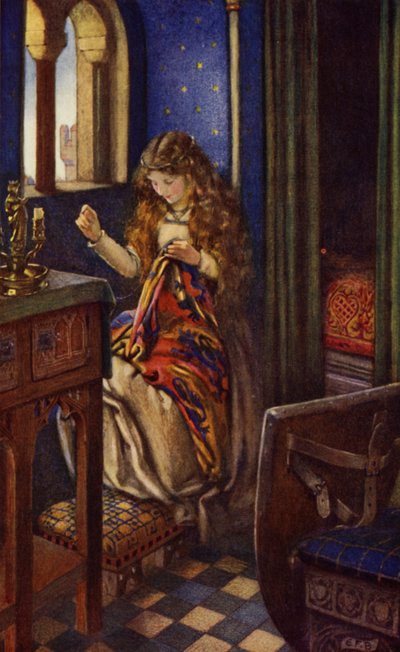 Elaine (farve litho) af Eleanor Fortescue Brickdale