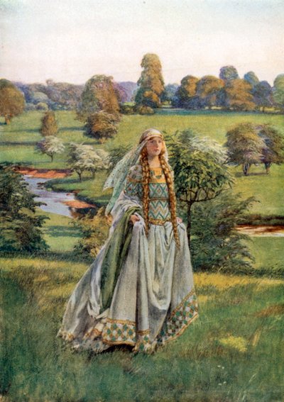 Guinevere. Tennyson (farvelitografi) af Eleanor Fortescue-Brickdale