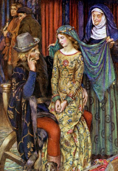 Illustration til Idylls Of The King af Alfred Lord Tennyson (farve litho) af Eleanor Fortescue Brickdale