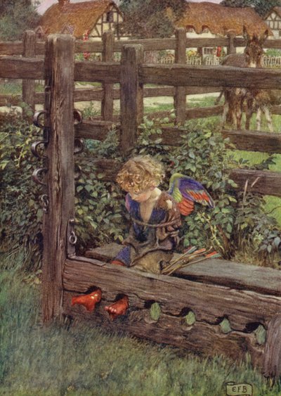 Er nogen cozened af en tåre, der som en perle foragt slides? Her står tyven (farve litho) af Eleanor Fortescue-Brickdale