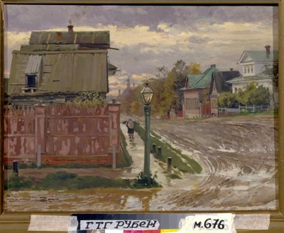 En gade i Moskva. (En gade i Moskva). Maleri af Elena Dmitryevna Polenova (1850-1898), olie på lærred. Russisk kunst, slutningen af ​​det 19. århundrede. Statens Tretyakov-galleri, Moskva. af Elena Polenova