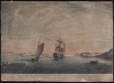 En udsigt over indsejlingen til Havanas Havn, taget fra vragene, Havana af Elias (after) Durnford
