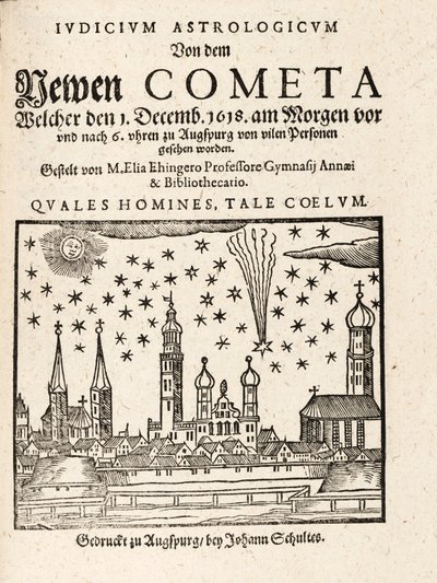 En ny komet set fra Augspurg, Tyskland den 1. december 1618, pub. 1618. af Elias Ehinger 1573 1653.