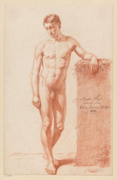 Stående nøgen mand, set forfra (2. præmie 1818) af Elias Friedrich Kruger