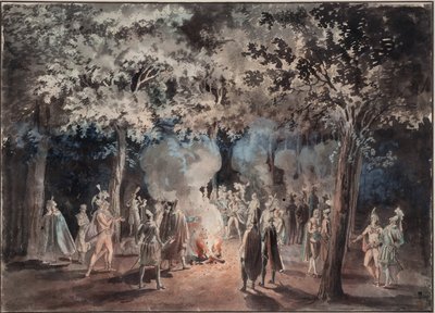 En spadseretur ved bålene i Drottningholms Park i 1785 af Elias Martin