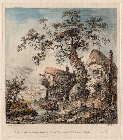Landlig scene med hytte af Elias Martin