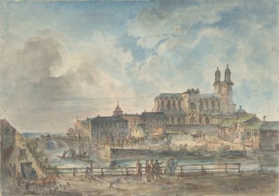Udsigt over Uppsala katedral fra nord, 1700-begyndelsen af det 19. århundrede. af Elias Martin