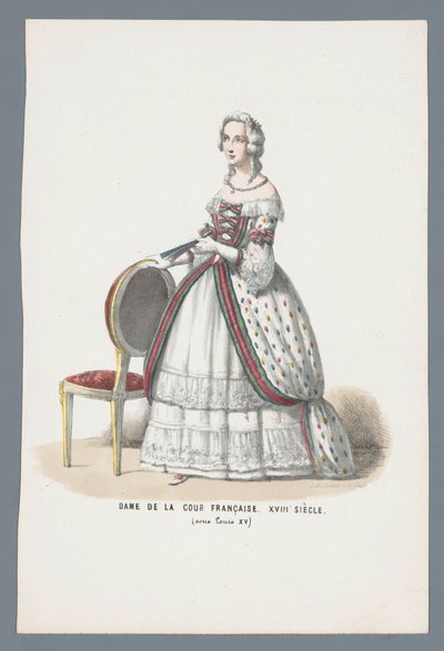 Dame af det franske hof. XVIII Century (under Louis XV) (titel på objekt) af Elias Spanier