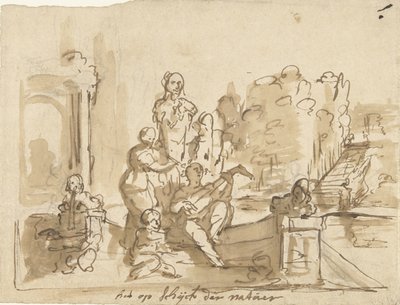 Allegori med musikskabende figurer i en have af Elias van Nijmegen
