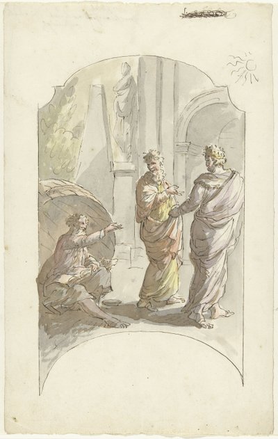 Diogenes beder Alexander om ikke at stå i hans lys af Elias van Nijmegen