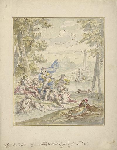 Design til et rummaleri med Armida og Rinaldo af Elias van Nijmegen