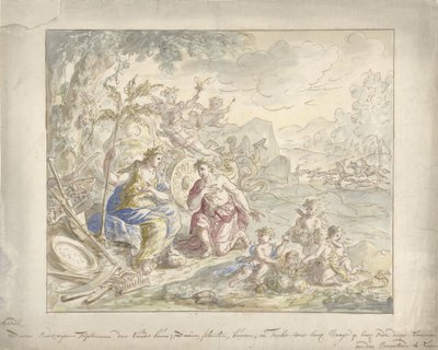 Design til et rummaleri med en allegori af Jorden af Elias van Nijmegen
