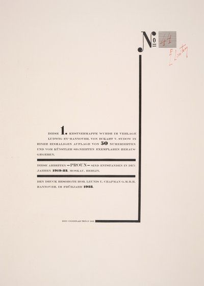 Titel side af Eliezer Markowich Lissitzky