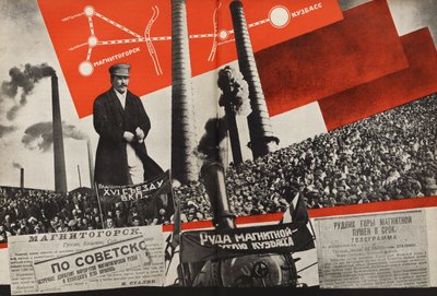 Magnitogorsk - Kuzbass. Illustration fra USSR Builds Socialism, 1933. af Eliezer Markowich Lissitzky