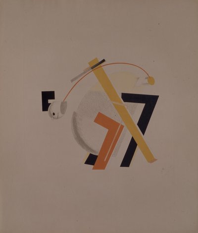 Gammel beboer. Figur til operaen Victory over the sun af A. Kruchenykh, 1920-1921 af Eliezer Markowich Lissitzky