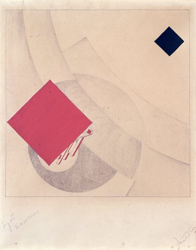 Studie til "This is the end" fra "Story of Two Squares", 1920 (blyant og gouache på papir) af Eliezer Markowich Lissitzky