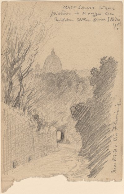 Arco Oscuro - Over Via Fiaminia, ca. 1890. af Elihu Vedder