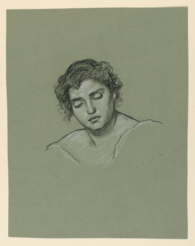 Tegning, Kvindehoved, ca. 1885 af Elihu Vedder