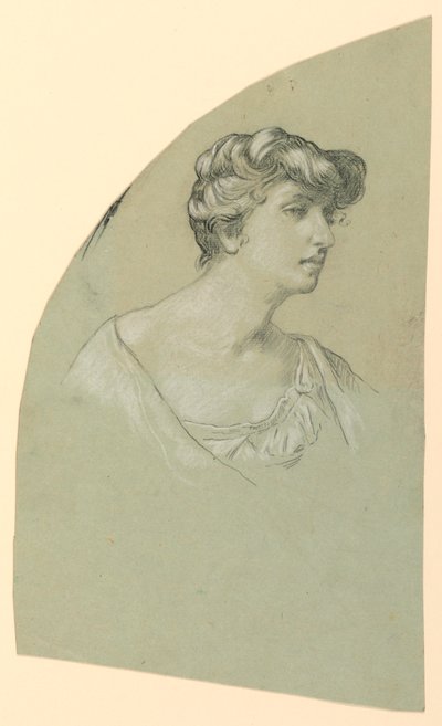 Tegning, Portrætskitse af en ung kvinde, ca. 1885 af Elihu Vedder