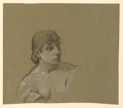 Tegning, Portræt af en ung kvinde, ca. 1885 af Elihu Vedder