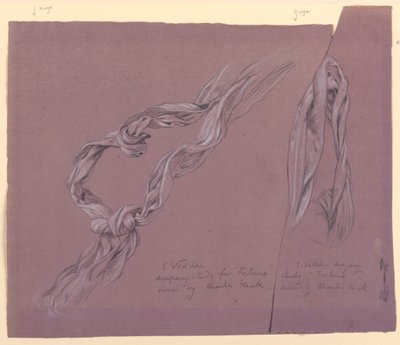 Tegning, Studier af draperi på "Fortune", ca. 1887 af Elihu Vedder