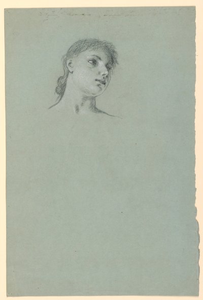 Tegning, Studie af en pige, ca. 1885 af Elihu Vedder