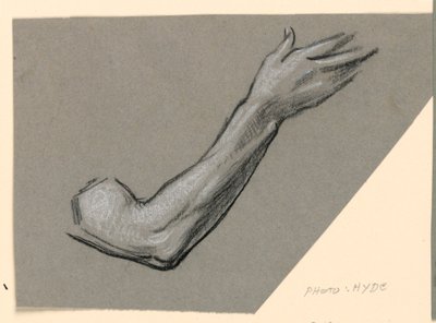 Tegning, detalje af en arm, ca. 1885 af Elihu Vedder
