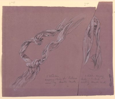 Tegning, studier af draperi til "Fortune"-figur, ca. 1877 af Elihu Vedder