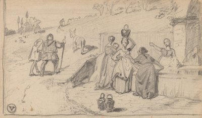 far og søn, ca. 1859. af Elihu Vedder