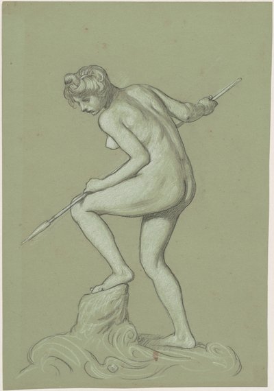 Pigen Spearing Delfin af Elihu Vedder